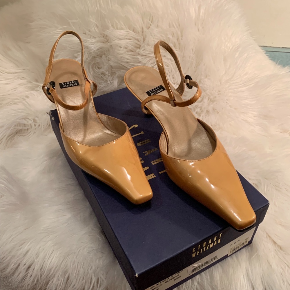 Stuart Weitzman Gold Slingback GR8 for Wedding, Special Occasion. Size 7. NIB